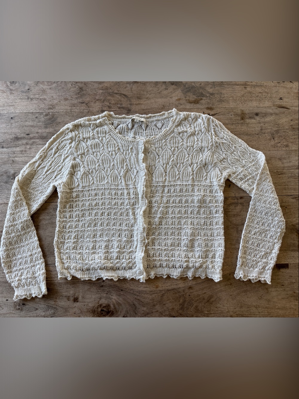 Z Supply Cream Open-Knit Crew Cardigan